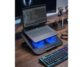 Resim Hsc Bilişim Çift Fanlı Sessiz Laptop Soğutucu 17 Inç Uyumlu Yükseltici Stand 