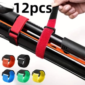 Resim 12 Adet Çok Renkli Esnek Çubuk Bantları - Güvenli Klipsli Dayanıklı Naylon Lastik Kayışlar, Döküm ve Spinning Olta Kamışı için Uygun - Ekipman Organizasyonu ve Koruma İçin Temel Balıkçılık Aksesuarı 