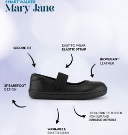 Resim HOPFRÖG Smart Walker Mary Jane Havalı Siyah Barefoot Kız Babet Ayakkabı 