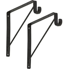 Resim Depolife Metal Braket Raf Tutucu Demiri Askılık Borusu Takılabilir Duvar Montajlı Siyah Renk 25X25CM. 