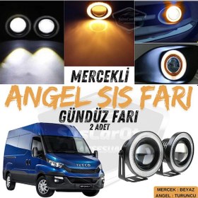 Resim Iveco Daily Uyumlu Üniversal Mercekli Angel Sis Farı Metal Su Geçirmez 76 Mm Turuncu Halkalı Gündüz Farı Angel Eyes 2 Adet 00 Şüscaroto Aksesuar 