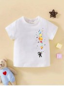 Resim Machetta Kids Astronot Balon Gezegenler Baskılı Oversize Çocuk T-shirt 