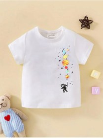 Resim Machetta Kids Astronot Balon Gezegenler Baskılı Oversize Çocuk T-shirt 