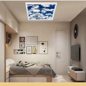 Resim Gökyüzü Panel Yatak Odası Güçlü 60watt 60x60 Büyük Boy Led Avize Bulut Tasarım, Modern Çerçeve 