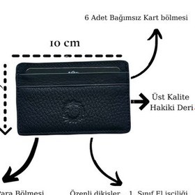 Resim Unisex Mat Black Mini Design Hakiki Deri Kartlık Cüzdan Erkek - Kadın Siyah 