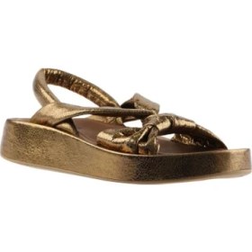 Resim Bueno Shoes Bronz Deri Kadın Dolgu Topuklu Sandalet 
