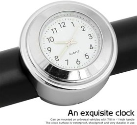 Resim Evrensel Motosiklet Gidon Saati Motosikletler Bisikletler için Su Geçirmez Yedek 22mm-25.4mm7/8''- 1'' Gidon Gümüş Kabuk Beyaz Kadran Saat 