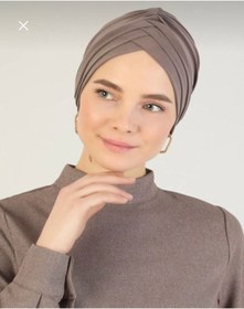 Resim Sahra Şal Dünyası Kadın Çapraz Üç Bantlı Dış Bone Hazır Türban Siyah 