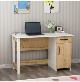 Resim Deryadekor Naturel Çalışma Masası Beyaz-Safirmeşe Beyaz - Meşe 