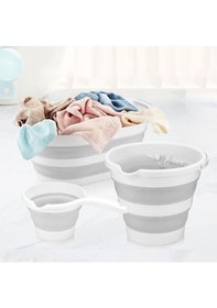 Resim Katlanır Çamaşır Sepeti Katlanır Kova Katlanır Koçero Multi 3'lü Set - Çamaşır Sepeti-kova-koçero Beyaz - Gri 
