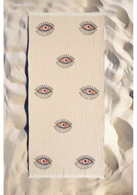 Resim Varol Organik %100 Pamuk Müslin Peştemal - Göz Goz/pestemal Krem 