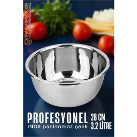Resim Marsilyan Inox Kase - 28 Cm 3.2 Litre Karıştırma Kabı Profesyonel 304 Paslanmaz Çelik 