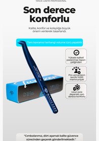 Resim Magic Lash Blue Volume Profesyonel Premium Ipek Kirpik Cımbızı Blue-25 