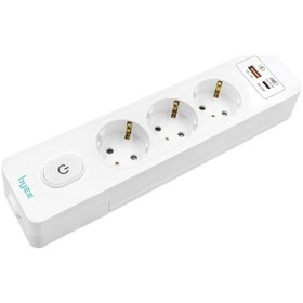 Resim By80-140 Üçlü Anahtarlı Usb Hızlı Şarjlı 20w Topraklı Priz Klemensli 