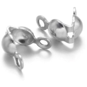 Resim Flea Market 100 Adet Nikel Renk Çift Halkalı Demir 4mm Düğüm Kapama - Misina Kapama ,takı Yapım Aparatı 