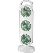 Resim Üçlü Türbin Tasarım Fanı USB Şarj Yüksek Rüzgar Masaüstü Fan Ev Yurt Fan Sessiz Operasyon Beyaz ve Yeşil (Yurt Dışından) 