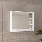 Resim Movemo 100171 Aynalı 85 cm Banyo Dolabı Üst Modül Beyaz 
