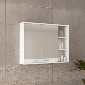 Resim Movemo 100171 Aynalı 85 cm Banyo Dolabı Üst Modül Beyaz 