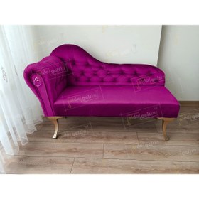 Resim aldagelsin Dekoratif Bihter Koltuk Josefin Puf 110 cm Gold Ayak 