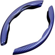 Resim Neevoyu Mavi Karbon Fiber Araba Direksiyon Kılıfı - Dört Mevsim Uygun - İç Dekor Aksesuarı 