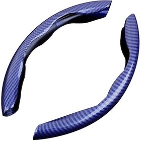 Resim Neevoyu Mavi Karbon Fiber Araba Direksiyon Kılıfı - Dört Mevsim Uygun - İç Dekor Aksesuarı 