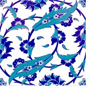 Resim Armada Çini 20x20 Cm Ac 32 Selçuklu Mavi Beyaz Kütahya Çini Karo 