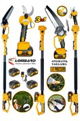 Resim Cros LOMBARD Italia Xr Şanzuman 2400 Vf 4 Adet Super Akülü Bağ Makası Dal Budama 2.7 Mt Teleskop 