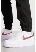 Resim Nike Air Force 1 '07 Trainers White With Metallic Swoosh Leather Sneaker Hakiki Deri Erkek Günlük Spor Ayakkabı Beyaz 