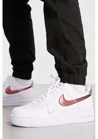 Resim Nike Air Force 1 '07 Trainers White With Metallic Swoosh Leather Sneaker Hakiki Deri Erkek Günlük Spor Ayakkabı Beyaz 