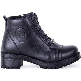 Resim Pierre Cardin 54062 Kadın Hakiki Deri Fermuarlı Bağcıklı Bot Siyah 