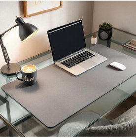 Resim Mouse Pad Gri Masa Matı 60x440cm Suni Deri Desk Mat Şık Tasarım 60 Cm 440 Cm 