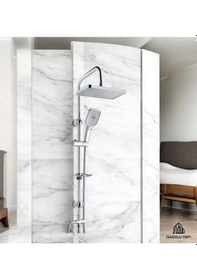 Resim İsaoğlu Yapı Banyo Duş Seti Hybrid Diktörtgen Tasarım Paslanmaz Tepe Yağmurlama Sistemi Gri 