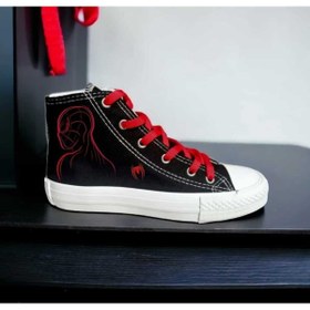 Resim LİASSHOES cizgi örümcek baskılı siyah keten çocuk spor ayakkabı sneaker 