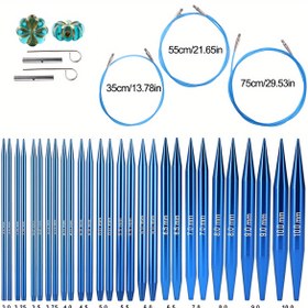 Resim Değiştirilebilir örgü iğnesi bağlantı ipi aksesuarı, alüminyum halka iğne, DIY el işi dokuma meraklıları için uygun, başlangıç araçları, ergonomik tasarım, pürüzsüz ve hafif 