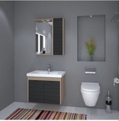 Resim Denko Mostar 70 Cm Mdf Üzeri Lake Banyo Dolabı Takımı Çok Renkli 
