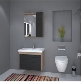 Resim Denko Mostar 70 Cm Mdf Üzeri Lake Banyo Dolabı Takımı Çok Renkli 
