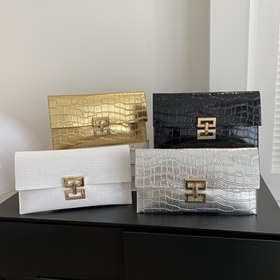 Resim Kadınlar için Günlük Taş Dokulu Çok Yönlü Moda Clutch Akşam Küçük Sentetik Deri Çanta, PU Sentetik Deri Malzeme, Manyetik Toka Kapatma, Düz Renk - Çoklu Renkler Mevcut 