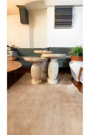 Resim Simillo Home&Living Wood Wooden Ahşap 3’lü Set Fitilli Mantar Yan Sehpa Modern Naturel Renk Fiskos 