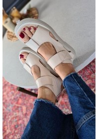 Resim 022 20755 Topukla Kadın Deri Dolgu Topuk Sandalet 