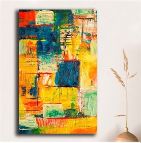 Resim Knvas Tablo Modern Kırmızı Sarı Lacivert Renkler 