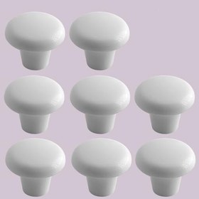 Resim Glaswen 8 Adet Sert Plastik Mantar Düğme Kulp Beyaz Dolap Mobilya Mutfak Dolabı Çekmece Kapak Kulpu Kulbu 