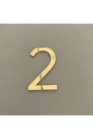 Resim zafrakreklam Kapı Daire Numarası 1 mm Gold Ayna Pleksi Yapışkanlı No -2 iki 