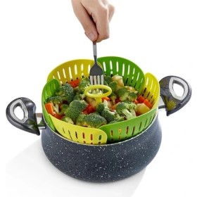 Resim Ozcmax Plastik Katlanır Buharda Pişirme Aparatı Sağlıklı Haşlama Sepeti 