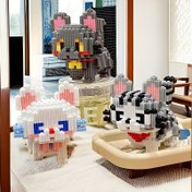 Resim 1729 Parça Baskılı Kedi Yapı Blokları Seti - Yaratıcı DIY Montaj Oyuncak, Doğum Günü ve Tatil Hediyeleri için Uygun, Parti Oyunları, Ofis & Ev Dekoru - Karışık Renkler 