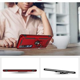 Resim Aksesuarcim Xiaomi Mi Note 10 Lite ile Uyumlu Kılıf Silikon Yüzük Standlı Araç Tutucu için Mıknatıslı Darbe Karşı Dayanıklı Koruma Tank İnce Kap Vega Altın 