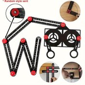 Resim 1pc Çok Açılı Ölçü Rengi, 6 Katlı Hassas Alüminyum Açı Ölçer, Bina Projeleri için Fuga Ölçer, Doğrusal Ölçüm Aracı, Ev Yenileme Tasarım Aksesuarı 