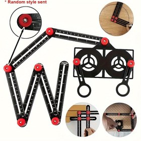 Resim 1pc Çok Açılı Ölçü Rengi, 6 Katlı Hassas Alüminyum Açı Ölçer, Bina Projeleri için Fuga Ölçer, Doğrusal Ölçüm Aracı, Ev Yenileme Tasarım Aksesuarı 