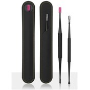 Resim Çift Kafa Spiral Yumuşak Silikon Kulak Kiri Temizleme Kulak Kepçe Seti Paslanmaz Çelik Kulak Kiri Temizleme Kulak Kepçe Temizleme Aracı Black 