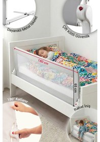 Resim 180 65 Cm Gri Yatak Bariyeri, Yatak Korkuluğu 