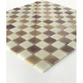 Resim Orient Mutfak,banyo ve Havuz Için Dama Desenli Krem 25X25 Cam Mozaik ( 1 Koli = 1 m2 Fiyatıdır ) 